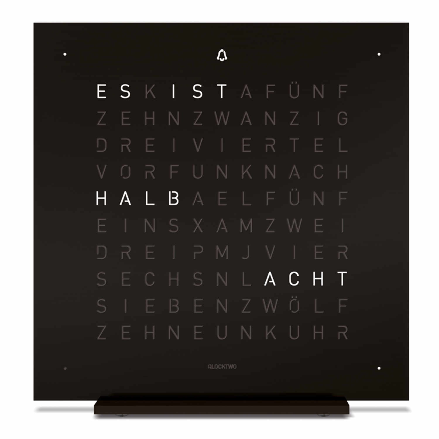 QLOCKTWO EARTH 13.5 Deep Black Tischuhr, Sprache deutsch (de) von QLOCKTWO