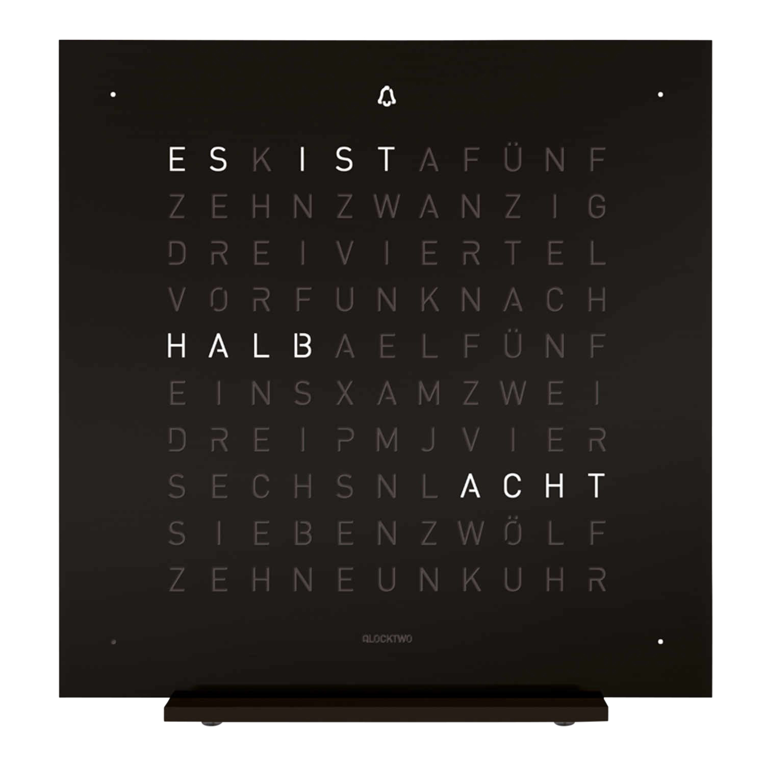 QLOCKTWO EARTH 13.5 Deep Black Tischuhr, Sprache hebräisch (he) von QLOCKTWO