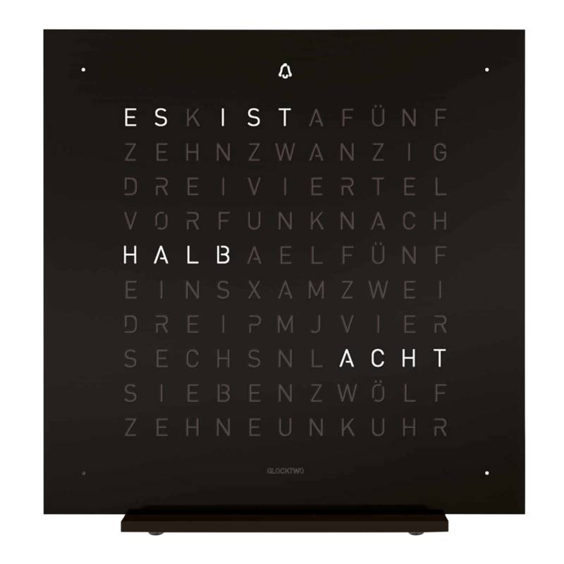 QLOCKTWO EARTH 13.5 Deep Black Tischuhr, Sprache portugiesisch (pe) von QLOCKTWO