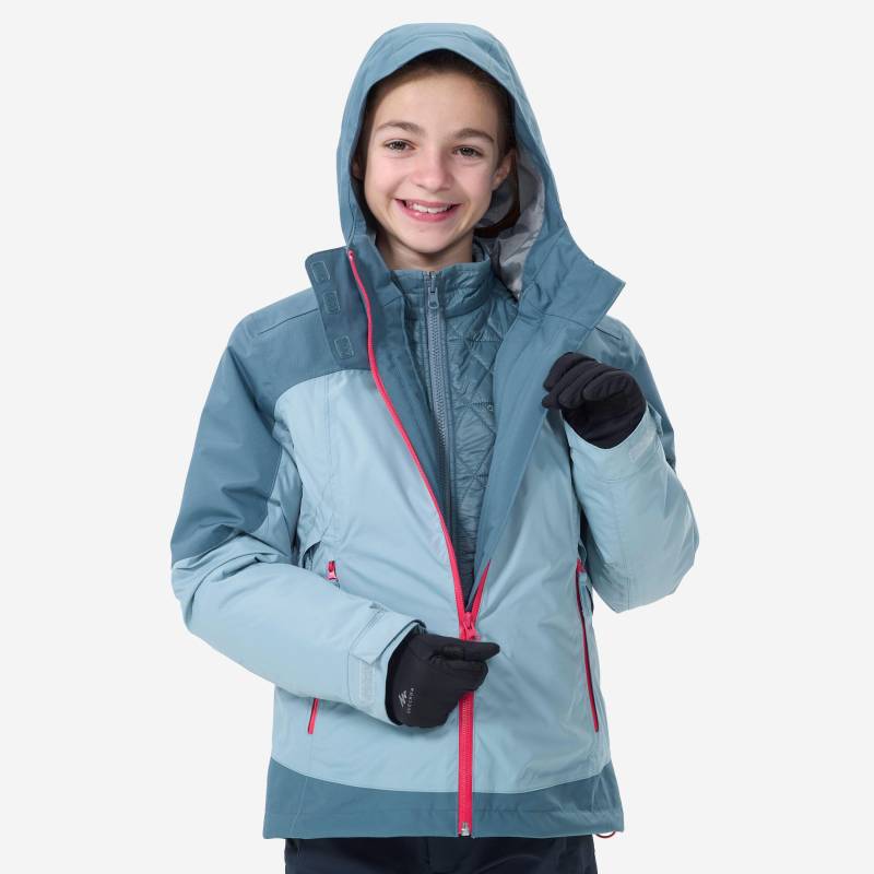 3-in-1-jacke - Sh500 3in1 Unisex Gletscherblau 164/170 von QUECHUA