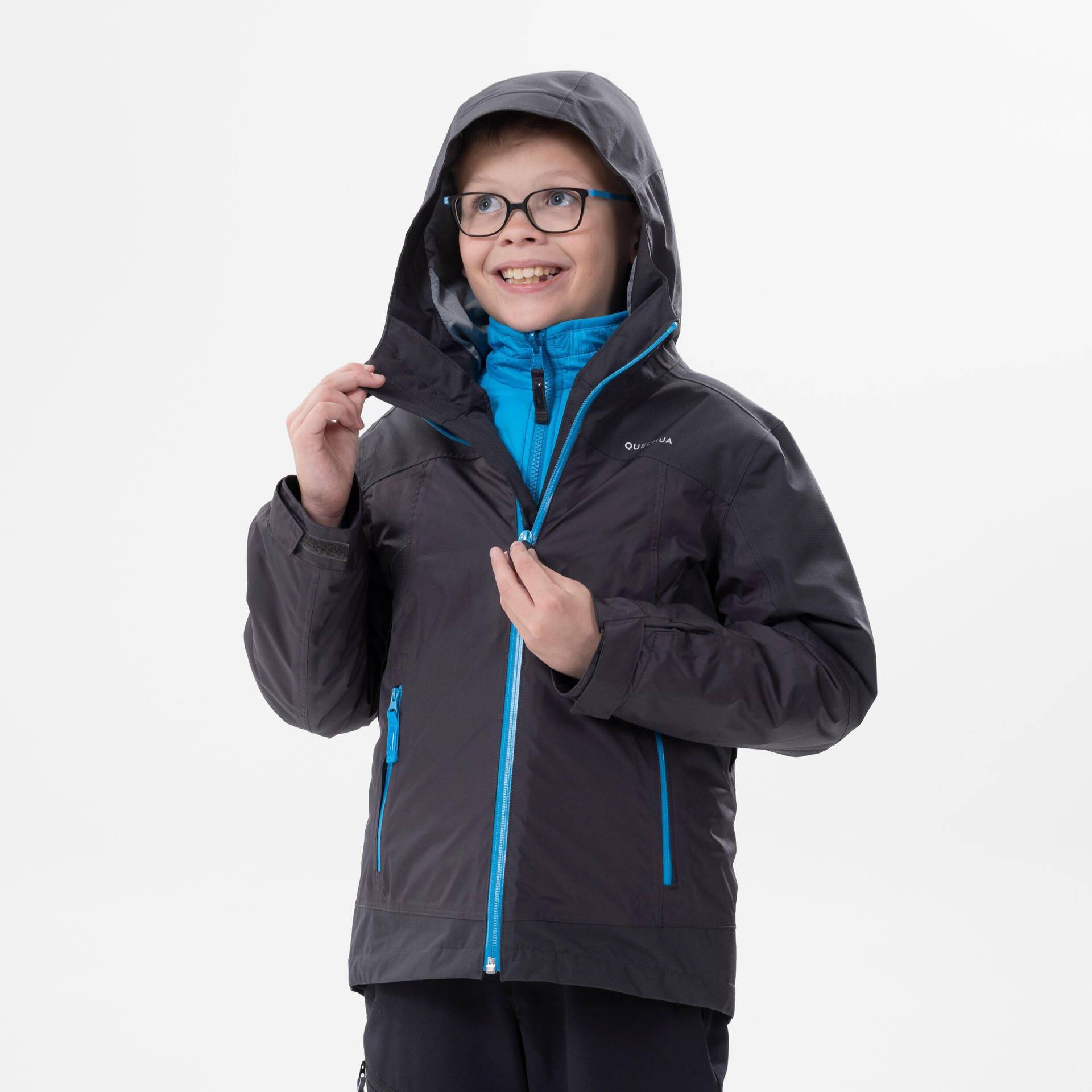 3-in-1-jacke - Sh500 3in1 Unisex Taubengrau 131-140CM von QUECHUA