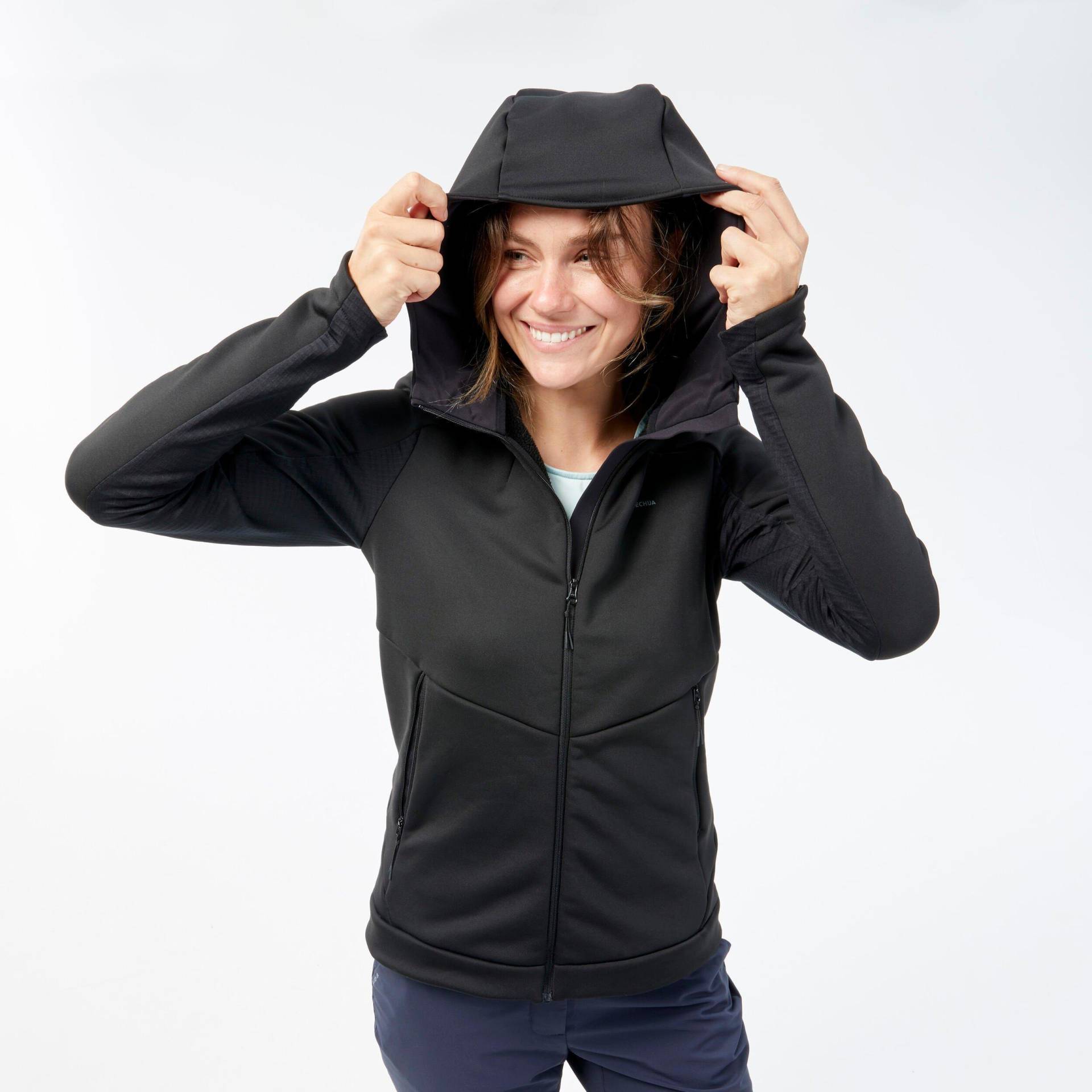 QUECHUA - Fleece MH520, für Damen, Charcoal Black, Größe M von QUECHUA