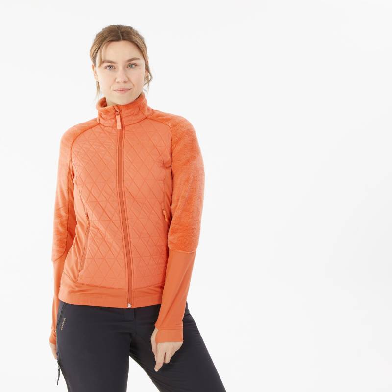 Fleecejacke Warm Hybrid Winterwandern - Sh900 Mountain Damen Orange Bunt XXL von QUECHUA