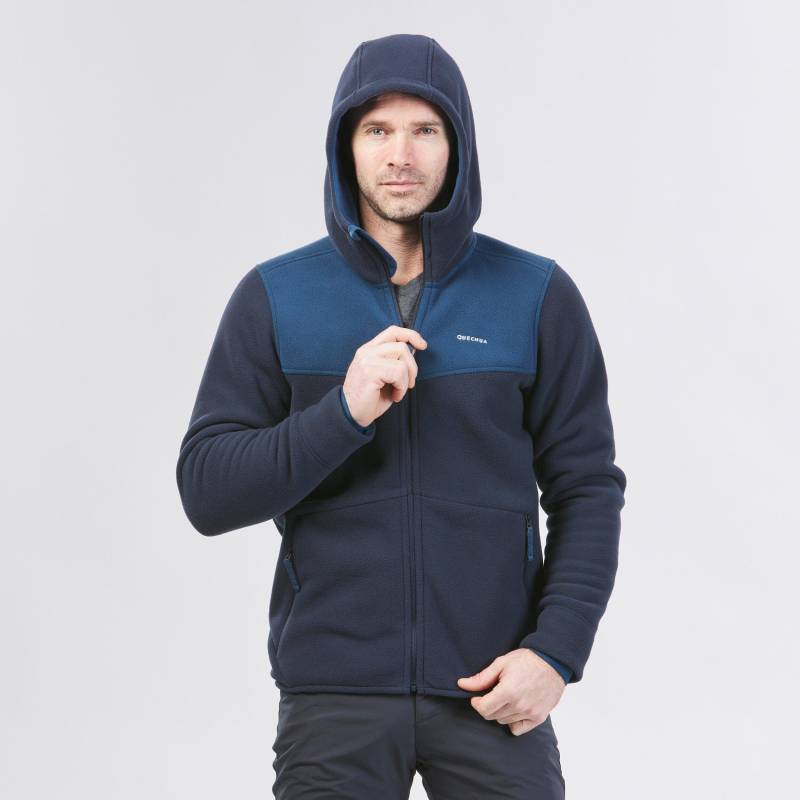 Fleecejacke Warm Winterwandern - Sh500 Herren Blau Bedruckt XXL von QUECHUA