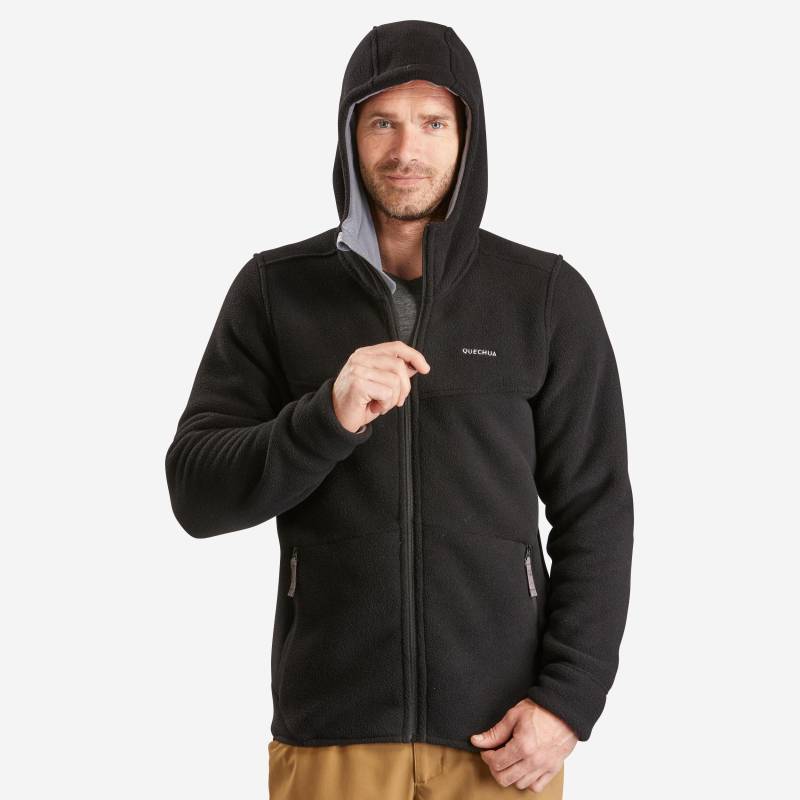 Fleecejacke Warm Winterwandern - Sh500 Herren Schwarz Leicht XXL von QUECHUA