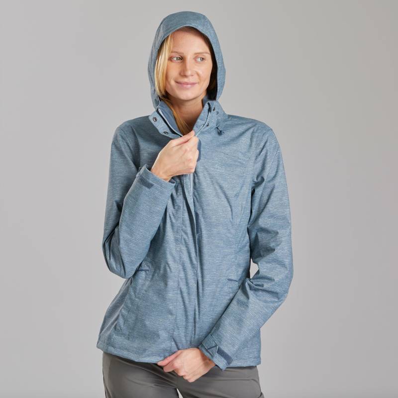 Jacke - Mh100 Wtp Damen Blau Bedruckt XS von QUECHUA