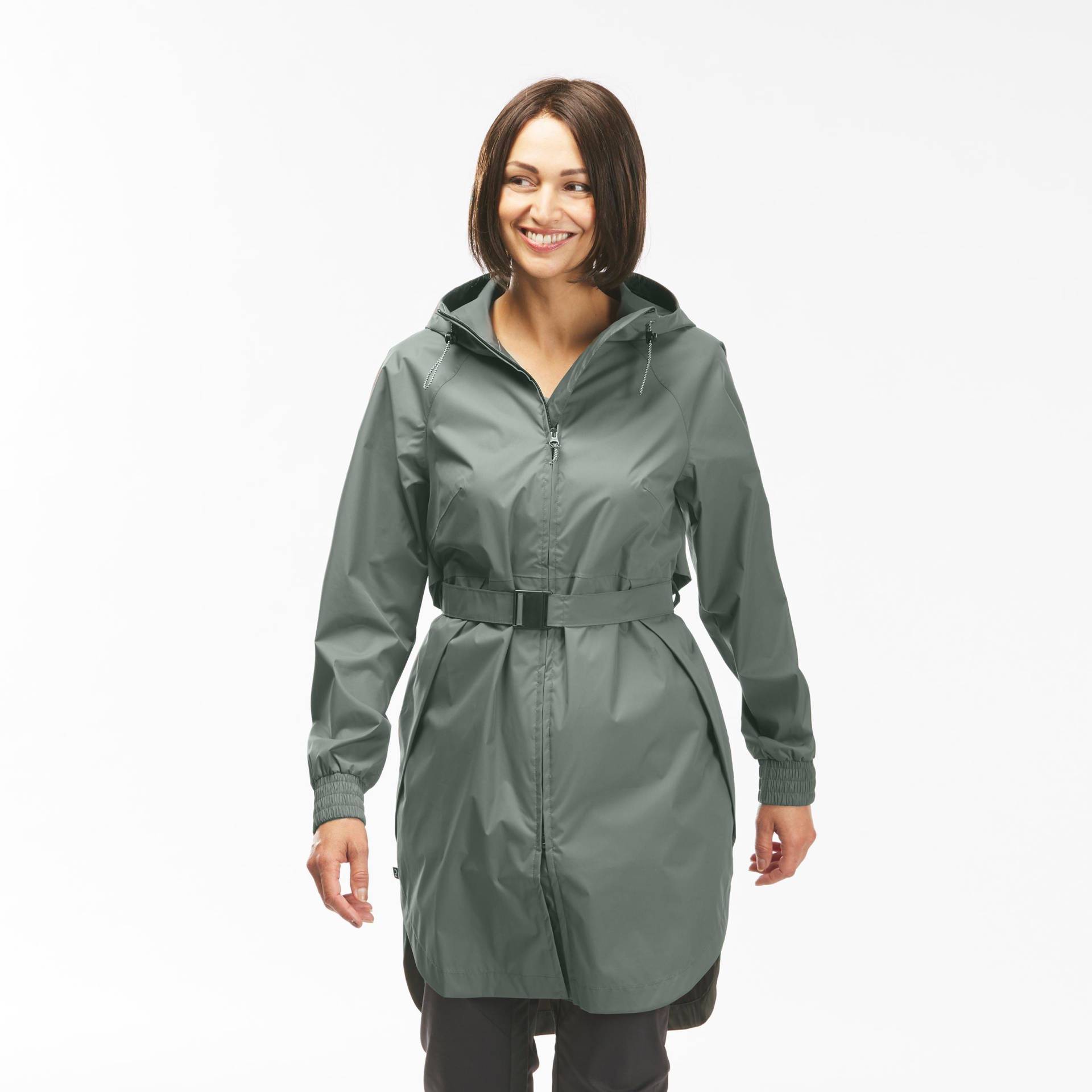 QUECHUA - Regenjacke Lang Naturwandern Raincut, für Damen, Khaki, Größe L von QUECHUA