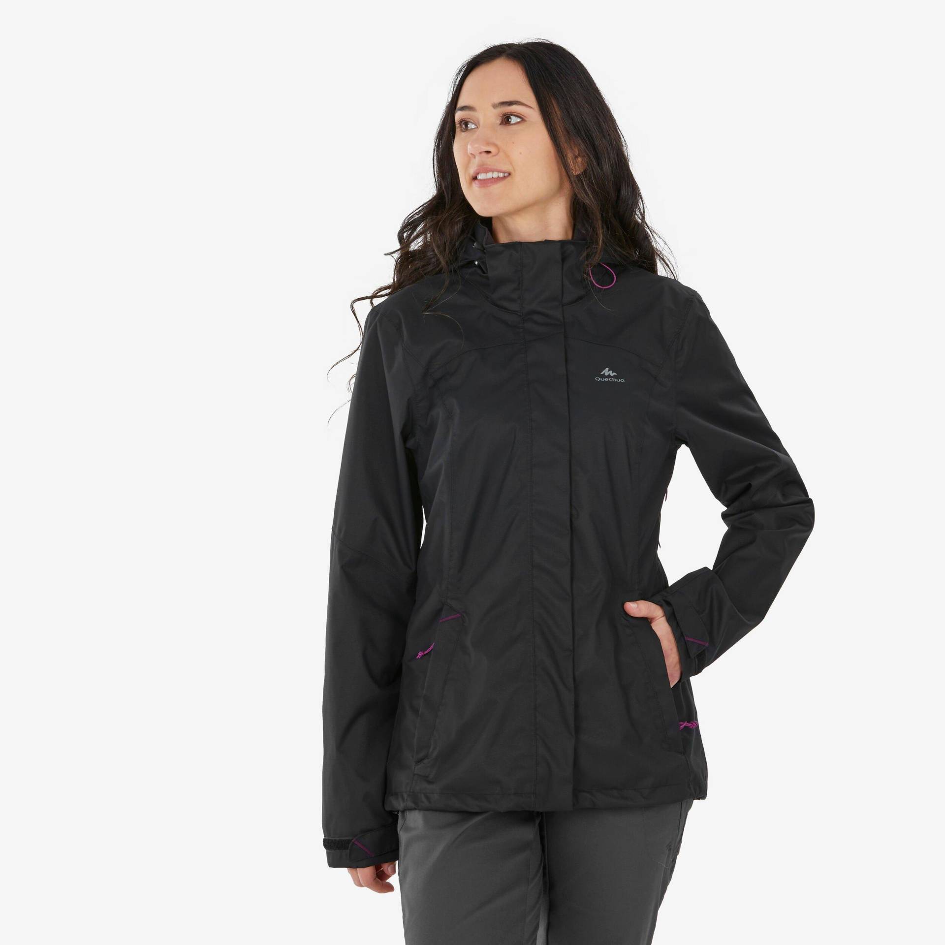 QUECHUA - Jacke MH100 WTP, für Damen, Charcoal Black, Größe XL von QUECHUA