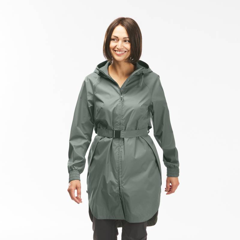 QUECHUA - Regenjacke Lang Naturwandern Raincut, für Damen, Gewittergrau, Größe 52/2XL von QUECHUA