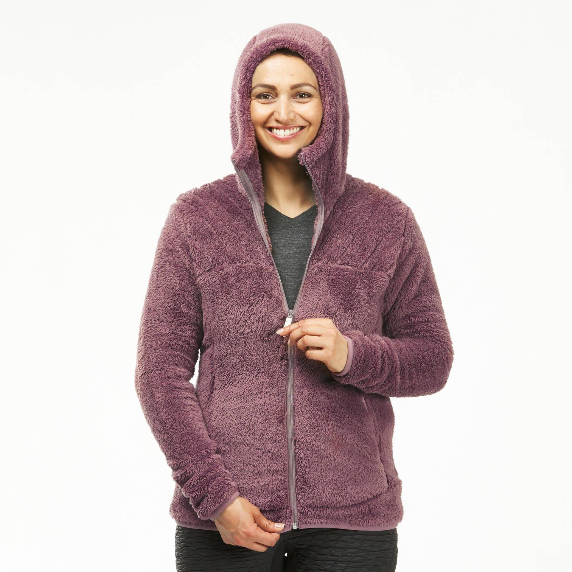 QUECHUA - Fleece SH500, für Damen, Kühles Braun, Größe 52/2XL von QUECHUA