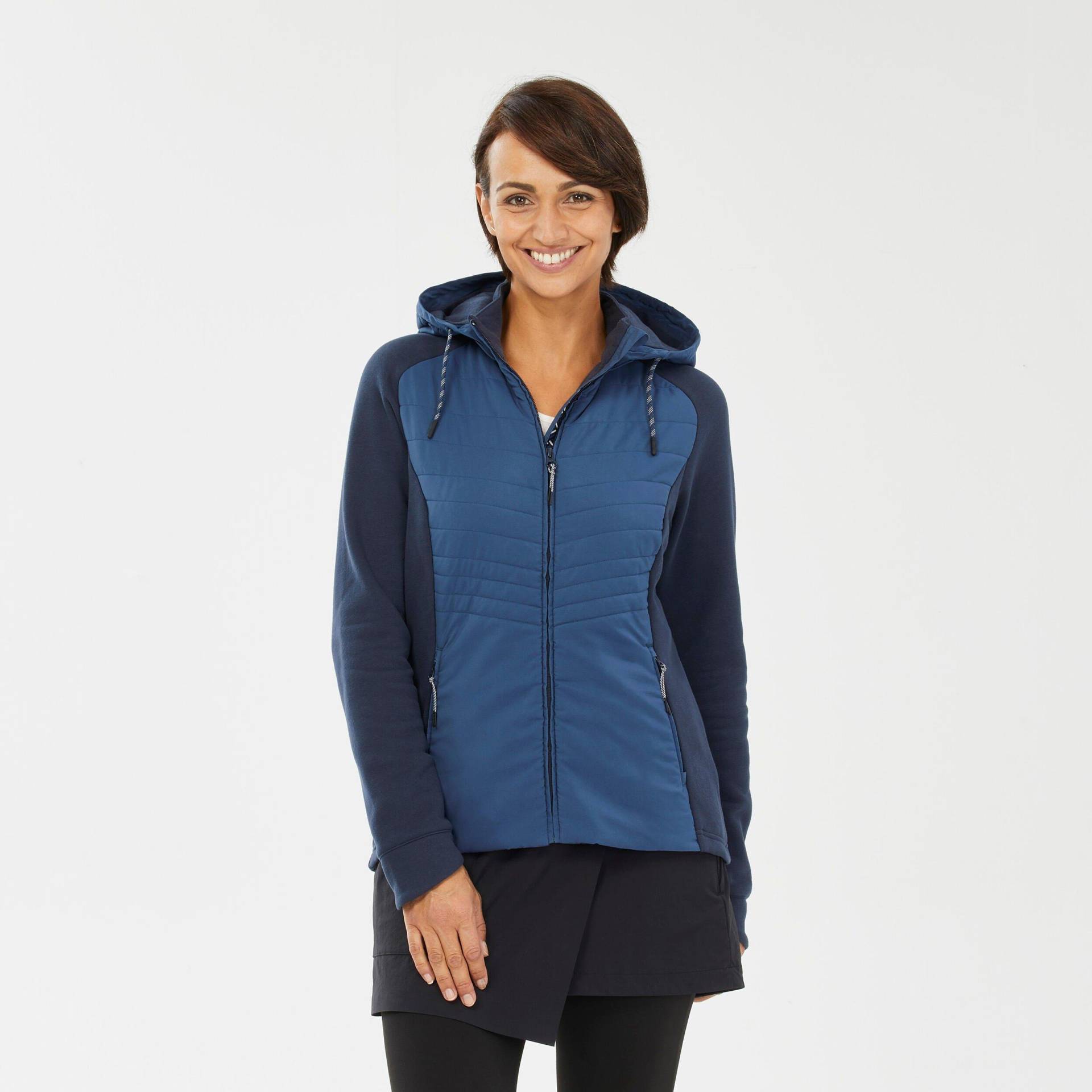 Sweatjacke Hybridjacke Mit Kapuze Naturwandern - Nh500 Damen Blau Bedruckt L von QUECHUA