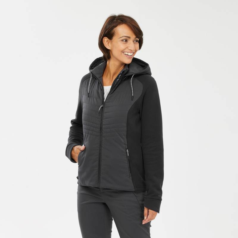 Sweatjacke Hybridjacke Mit Kapuze Naturwandern - Nh500 Damen Gewittergrau XXL von QUECHUA