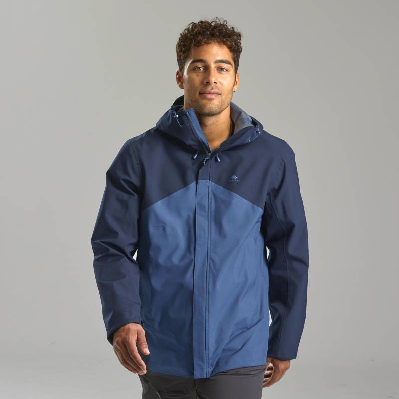 Wanderjacke Wasserdicht Leicht - Mh150 Herren Blau Bedruckt 3XL von QUECHUA