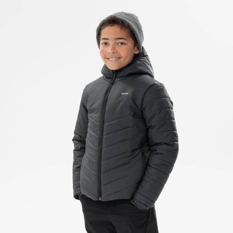 Wattierte Wanderjacke Hybridjacke Kinder Unisex Gewittergrau 123-130CM von QUECHUA