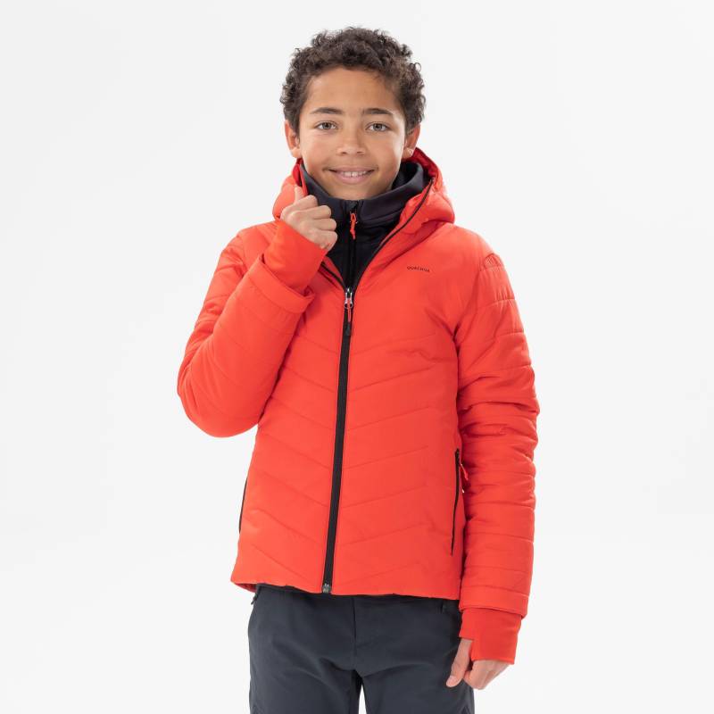 Wattierte Wanderjacke Hybridjacke Kinder Unisex Grau 149-159CM von QUECHUA