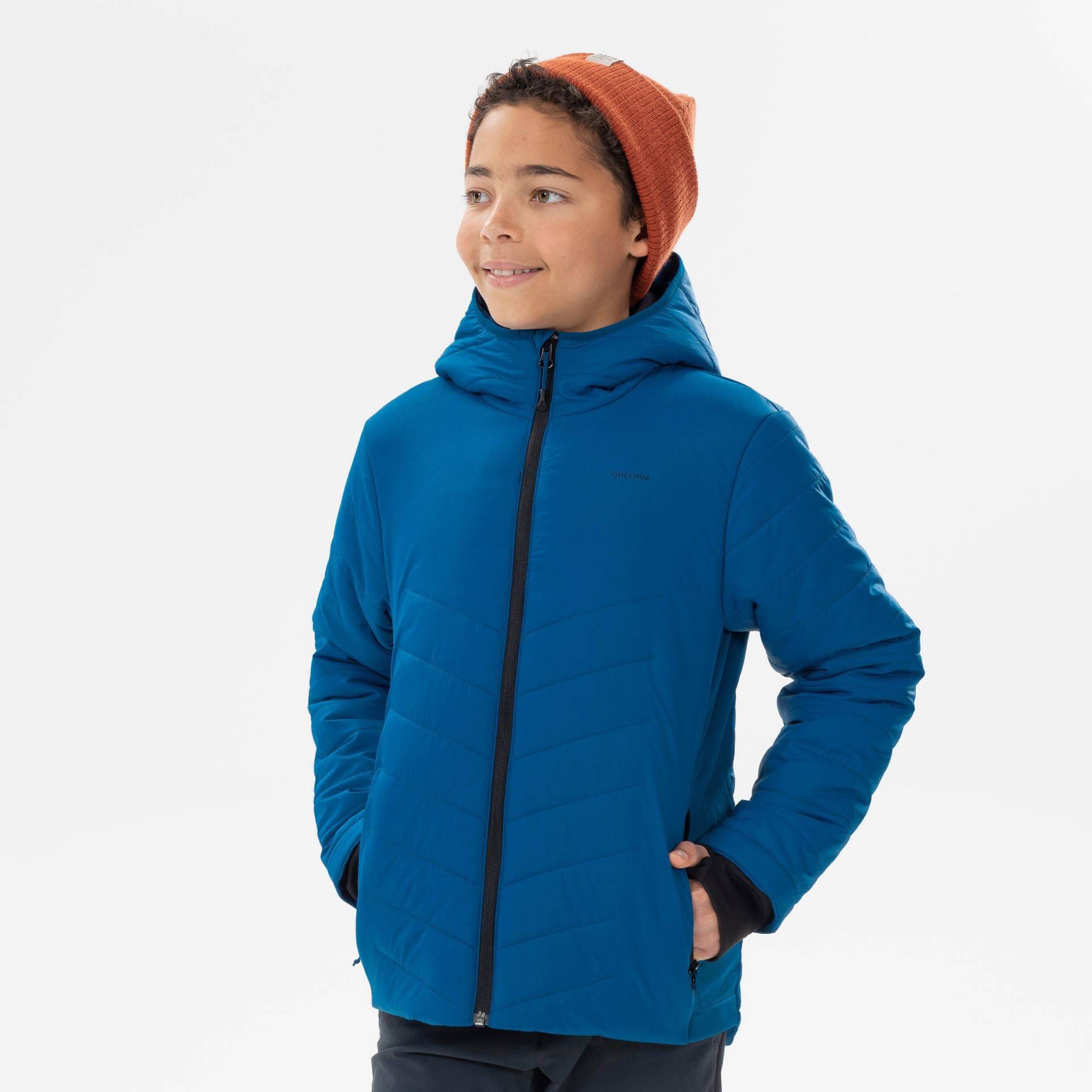 QUECHUA - Wattierte Wanderjacke Hybridjacke Kinder, 131-140CM, Petroleumblau von QUECHUA