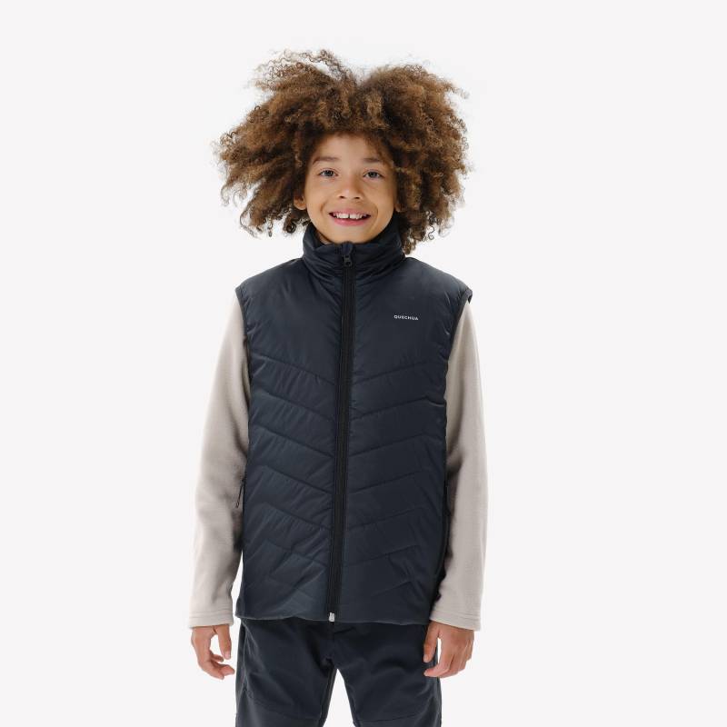 Wattierte Wanderweste Hybridweste Kinder Unisex Gewittergrau 123-130CM von QUECHUA