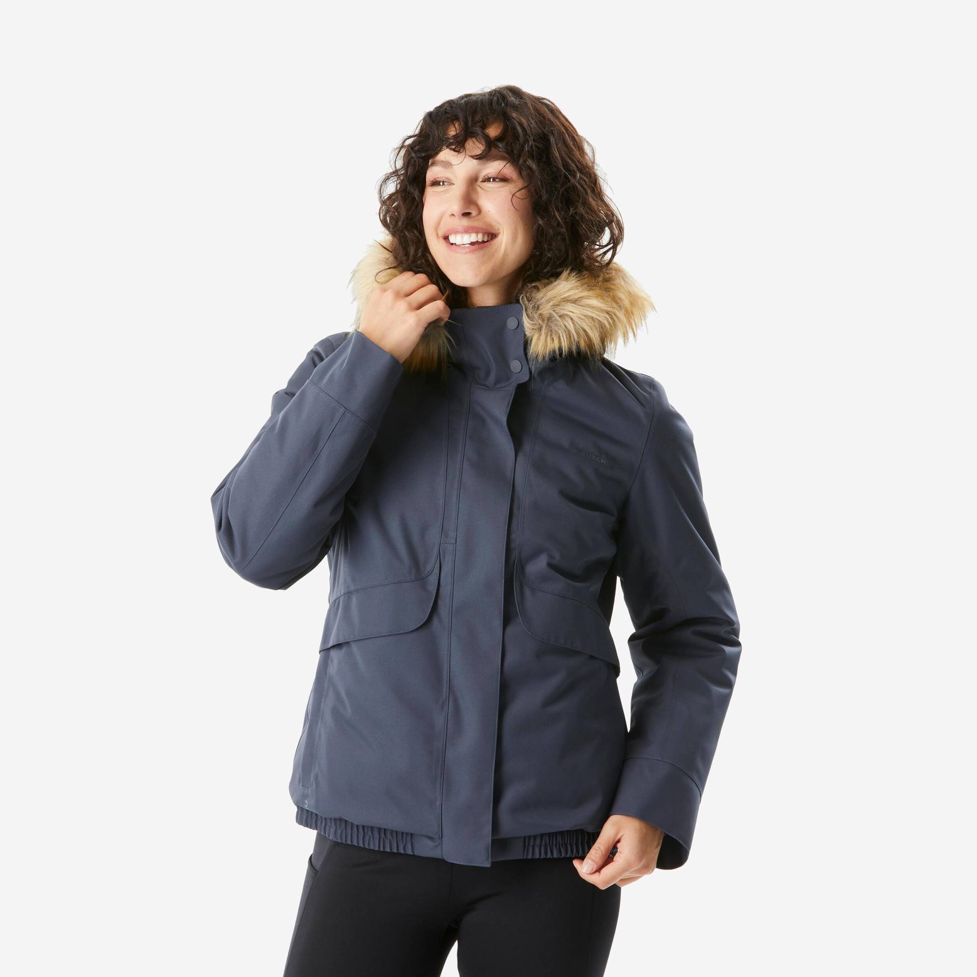 QUECHUA - Winterjacke  Blouson warm bis -8°C wasserdicht Winterwandern SH500, für Damen, Dunkelblau, Größe L von QUECHUA