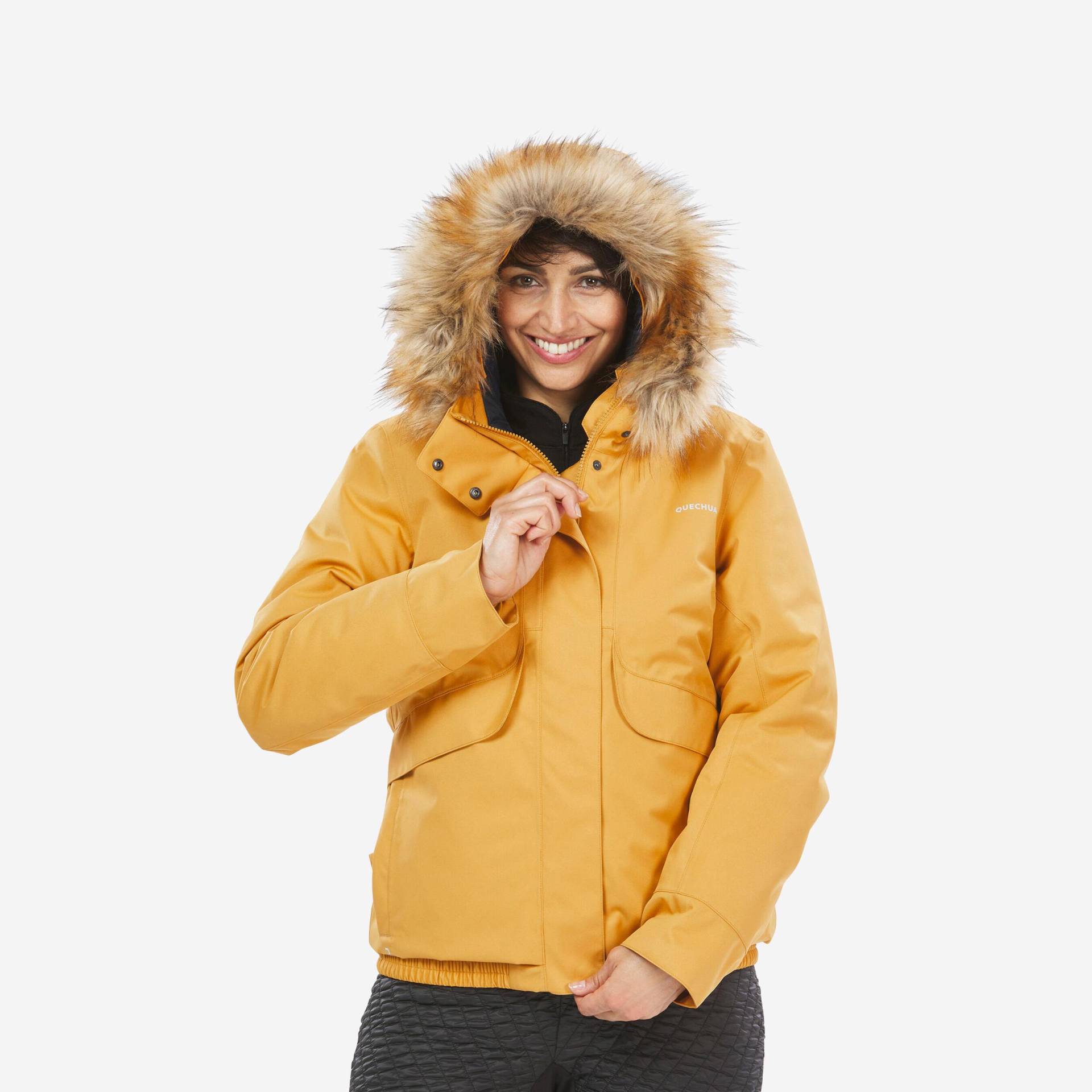 Winterjacke Blouson Warm Bis -8°c Wasserdicht Winterwandern - Sh500 Damen Gelbgold XS von QUECHUA