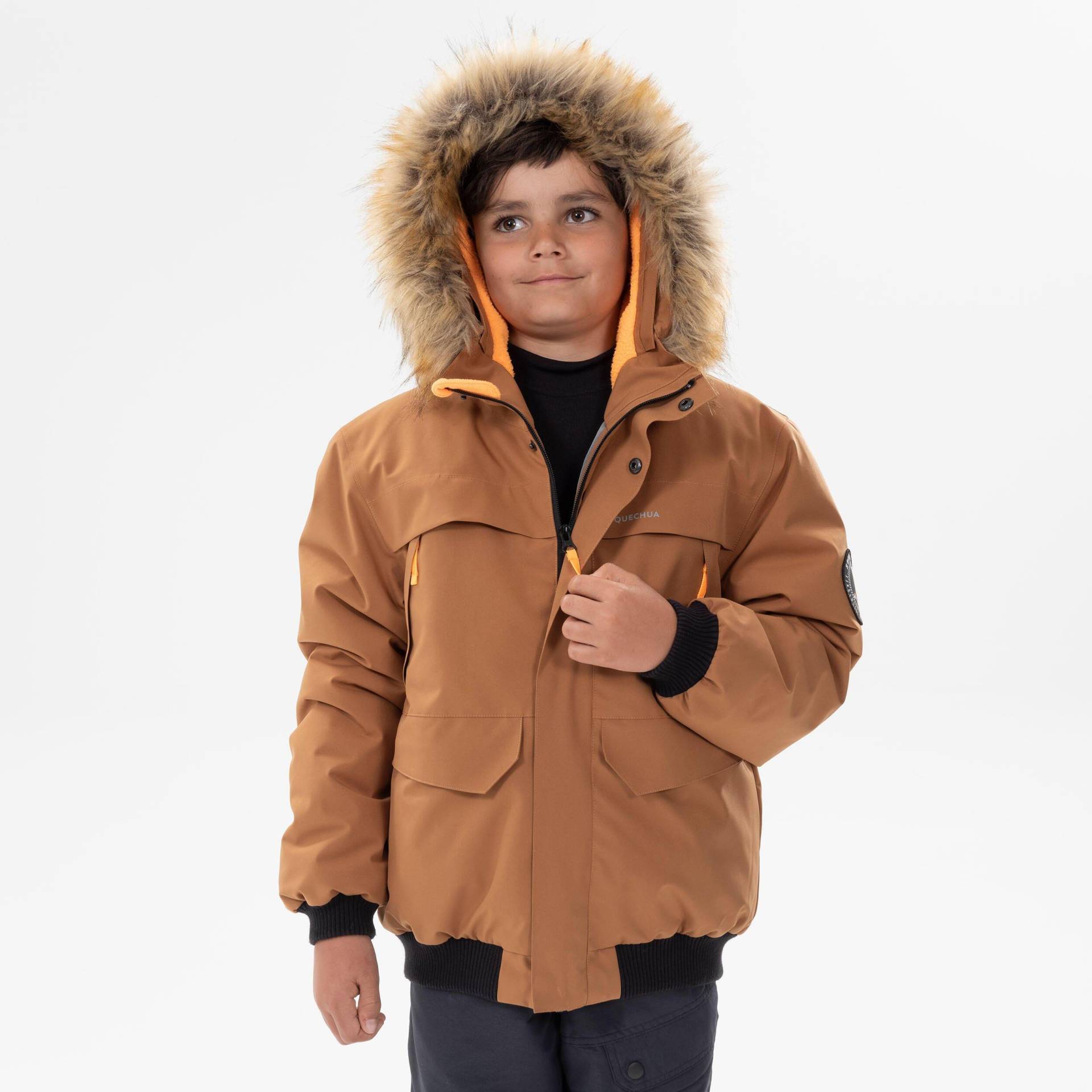 Winterjacke Kinder Warm Bis -6,5°c Wasserdicht Winterwandern - Sh100 Unisex Braun Medium 123-130CM von QUECHUA