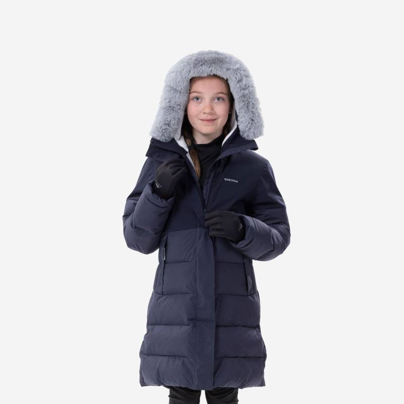 Winterjacke Kinder Wattiert Wasserdicht Warm Bis -8°c Wandern - Sh500 Unisex Blau Bedruckt 123-130CM von QUECHUA