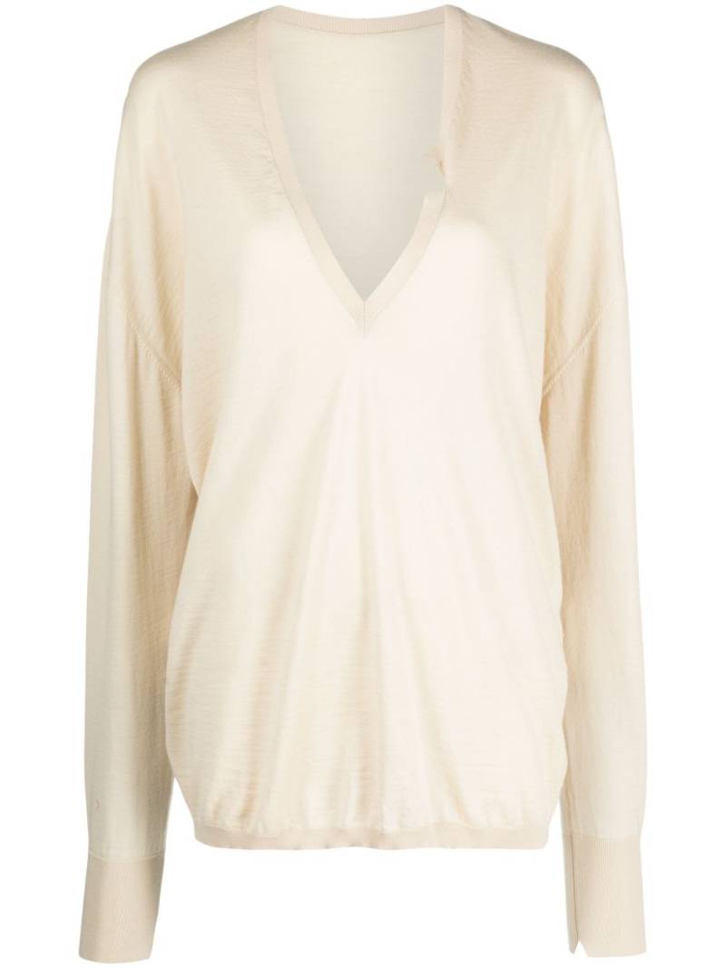 QUIRA V-neck virgin-wool jumper - Neutrals von QUIRA