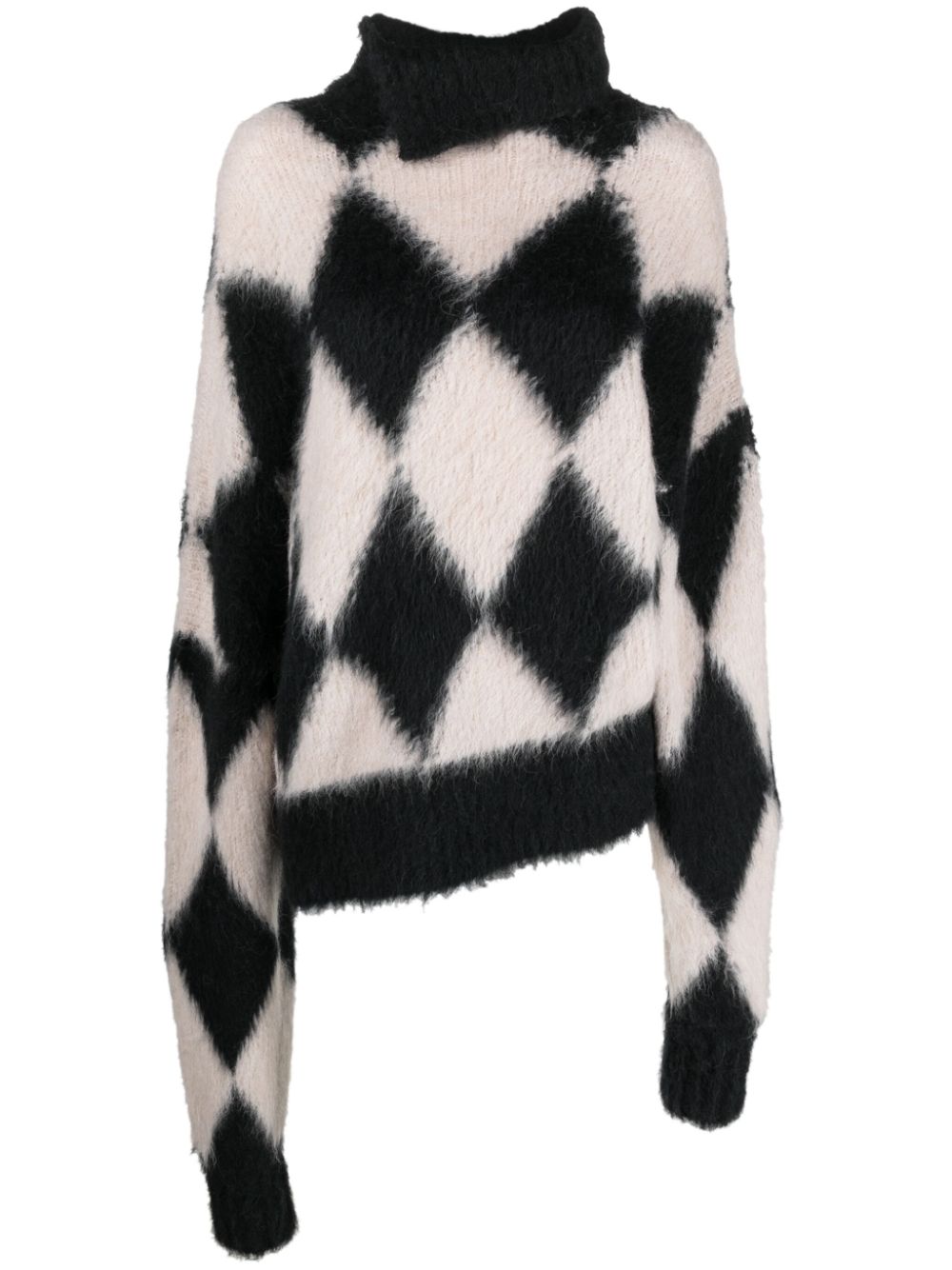 QUIRA argyle intarsia-knit oversized jumper - Black von QUIRA