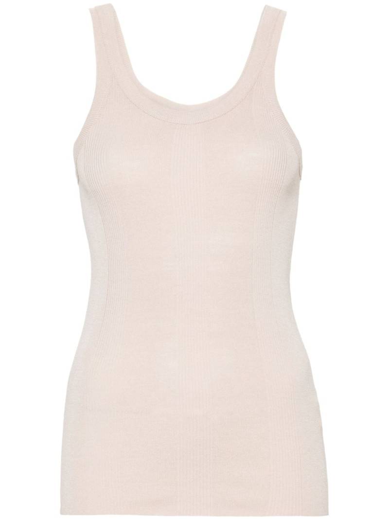 QUIRA fine-ribbed silk tank top - Neutrals von QUIRA