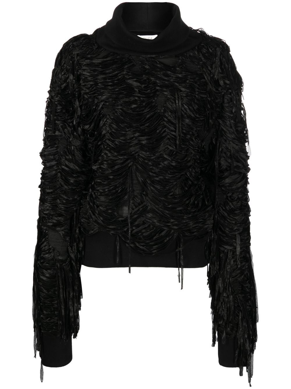 QUIRA fringed long-sleeve jumper - Black von QUIRA