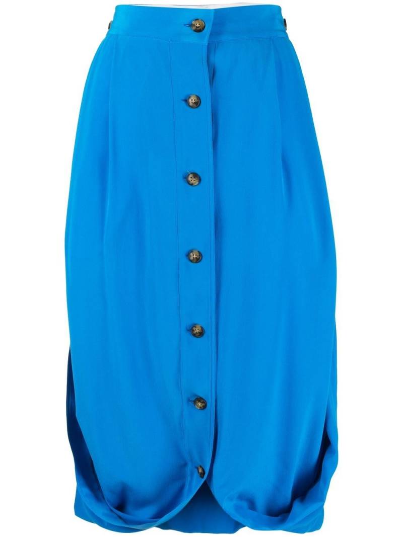 QUIRA high-waisted buttoned silk skirt - Blue von QUIRA