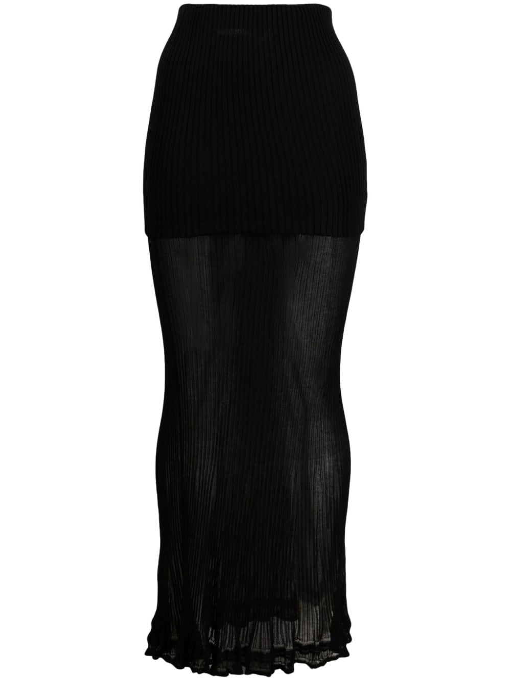 QUIRA semi-sheer ribbed maxi skirt - Black von QUIRA