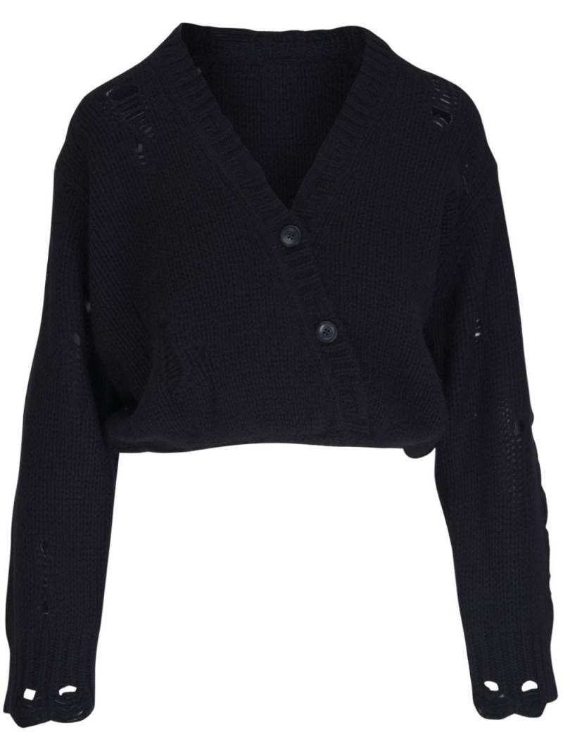 R13 crossover distressed cashmere cardigan - Black von R13