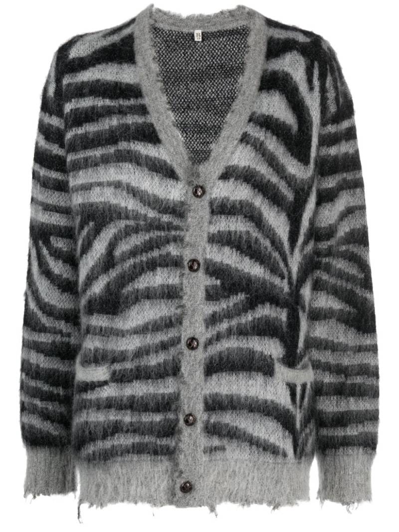 R13 distressed zebra-print cardigan - Black von R13