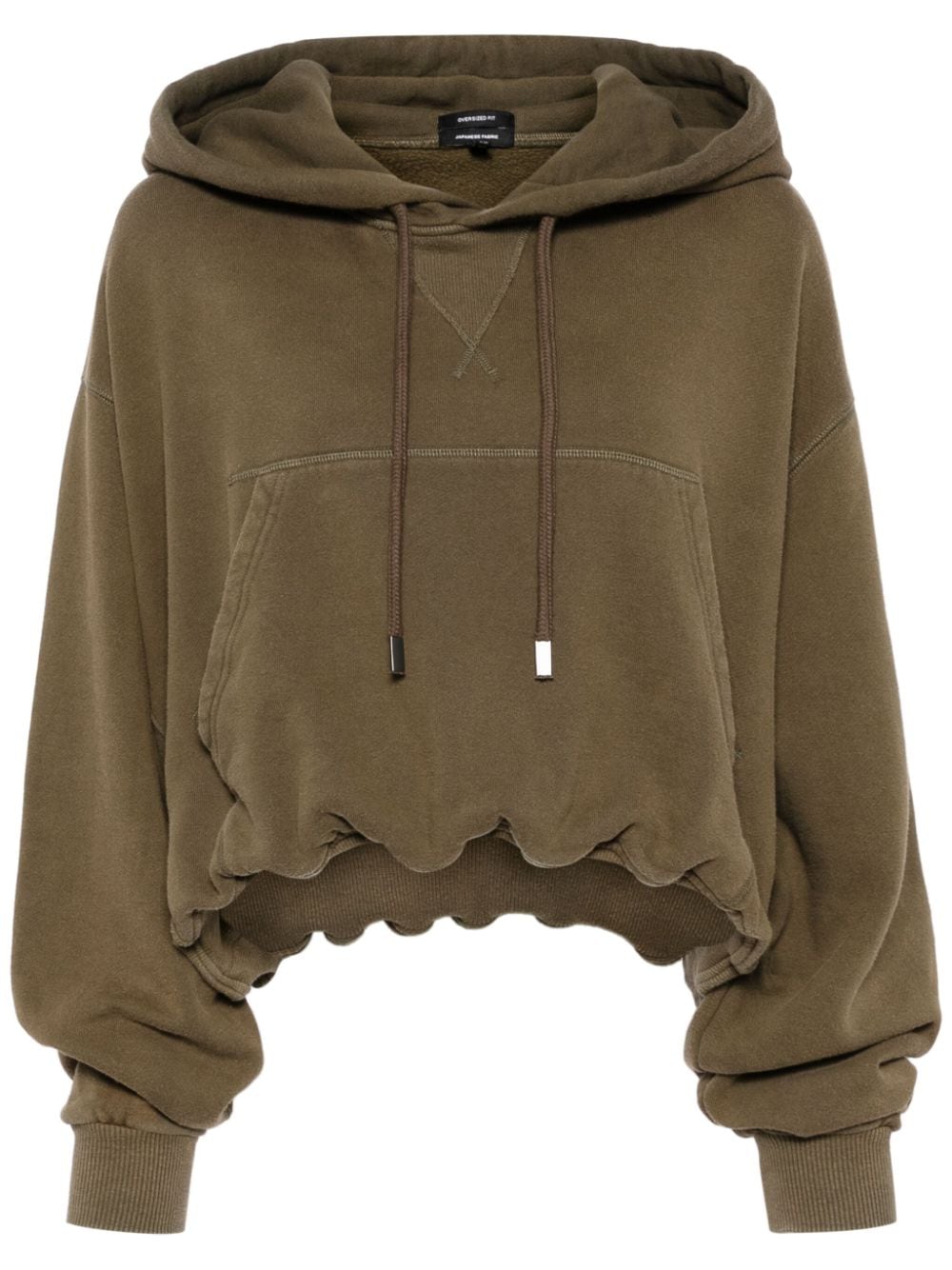 R13 gathered-detail cotton hoodie - Green von R13