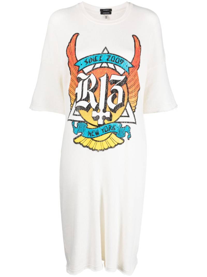 R13 logo-print T-shirt dress - Neutrals von R13