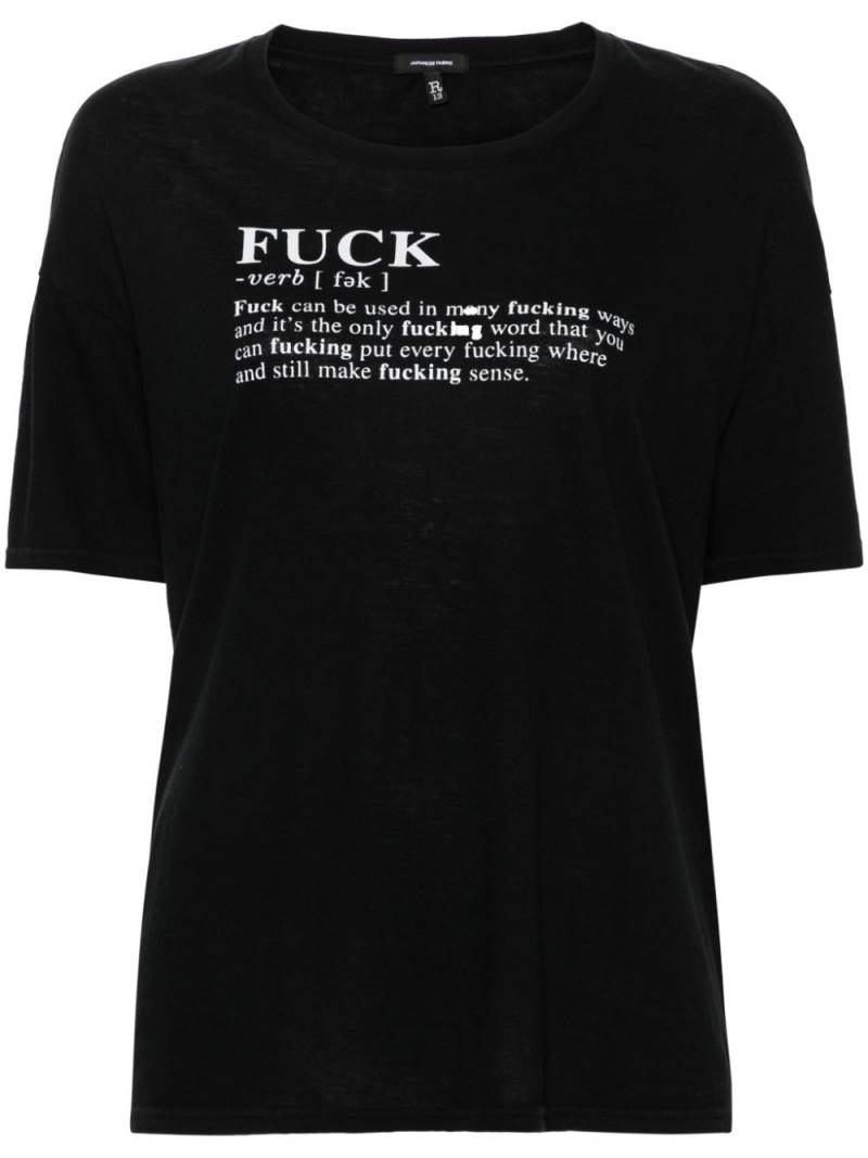 R13 slogan-print T-shirt - Black von R13