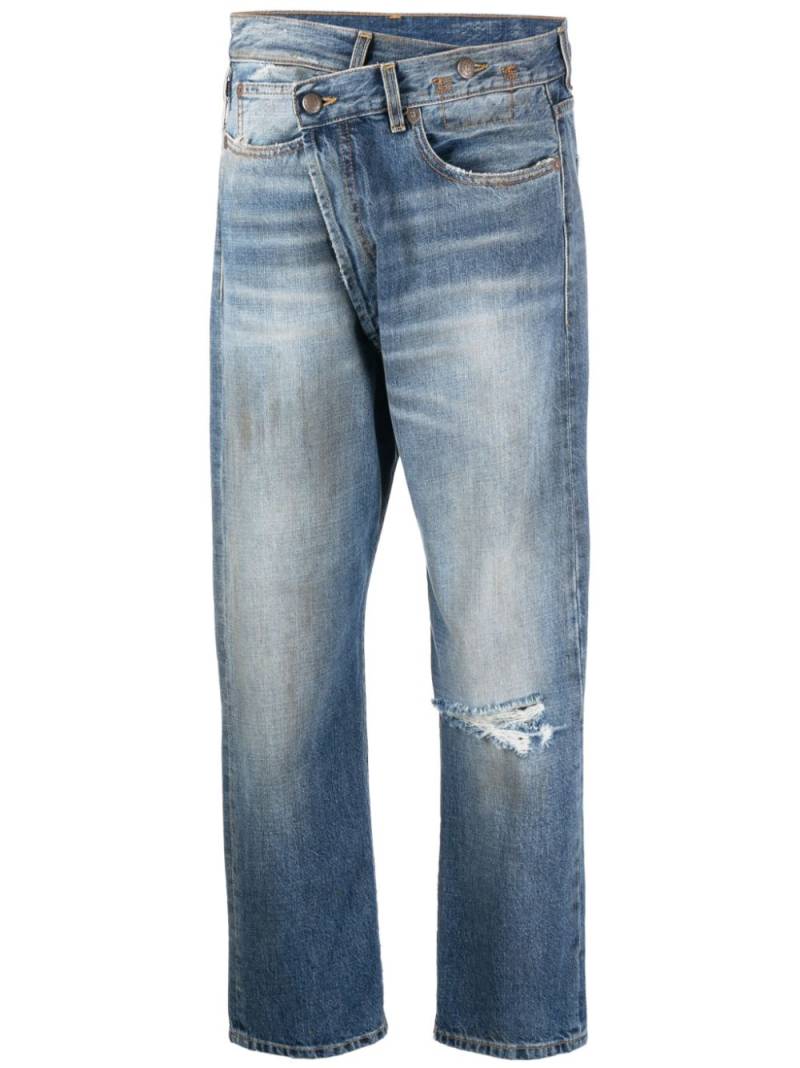 R13 stonewashed asymmetric cropped jeans - Blue von R13