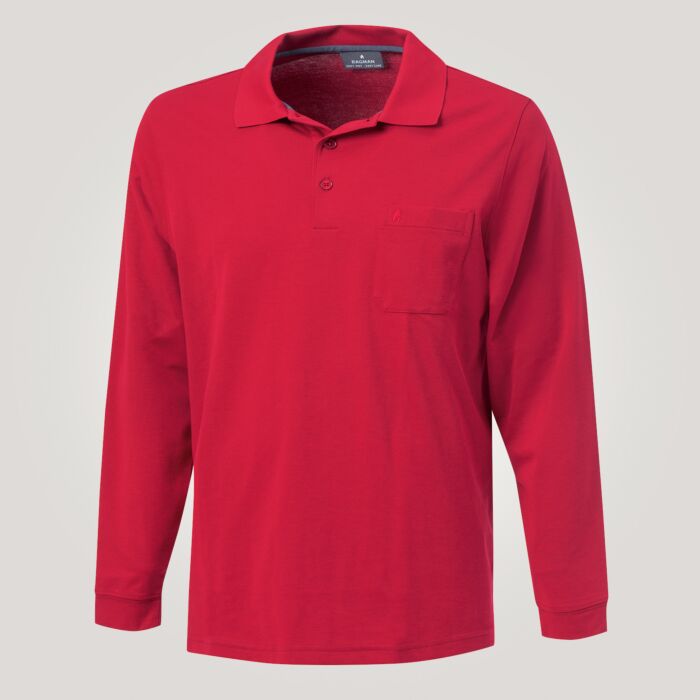 Ragman Herren-Poloshirt langarm uni, rot von Ragman