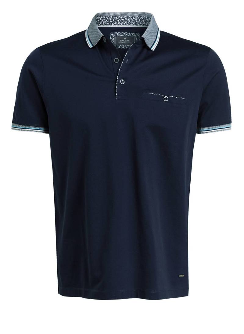 Ragman Jersey-Poloshirt blau von RAGMAN