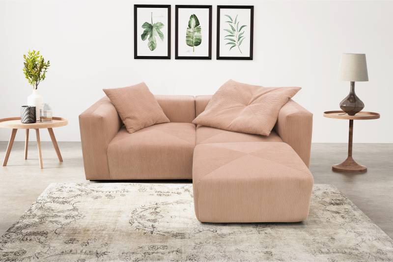 RAUM.ID Ecksofa »Gerrid L-Form«, Cord, Modulsofa, bestehend aus 2 Eckelementen + 1 Hocker von RAUM.ID