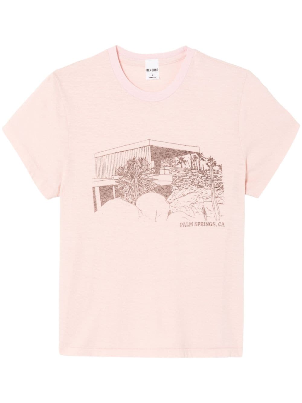 RE/DONE Kaufmann House-print cotton T-shirt - Pink von RE/DONE