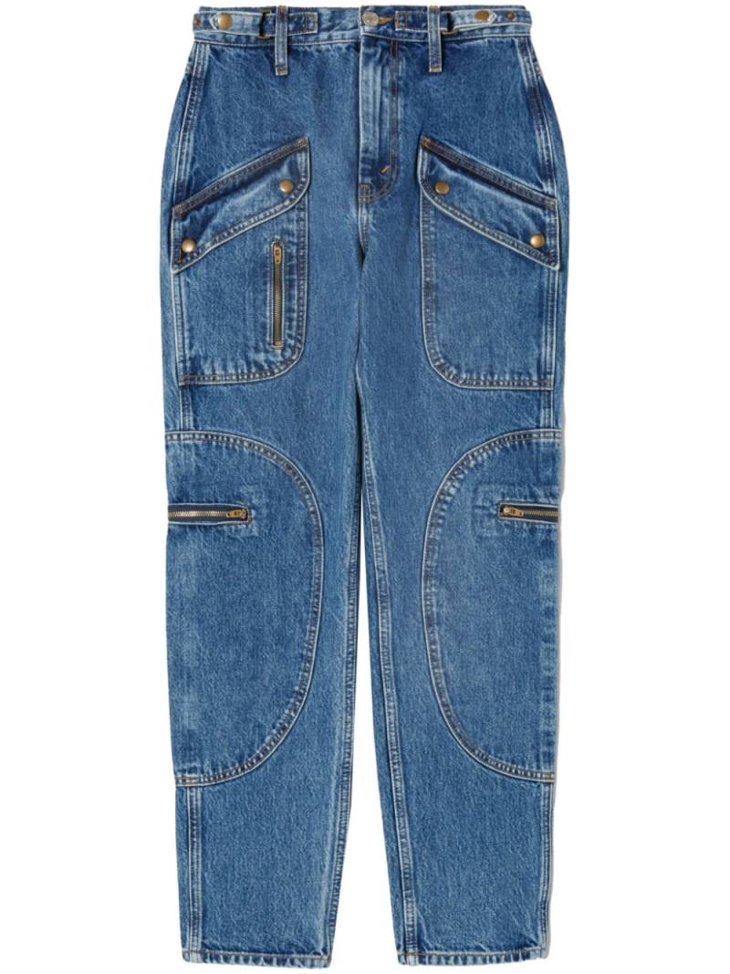 RE/DONE Racer high-rise cotton tapered jeans - Blue von RE/DONE