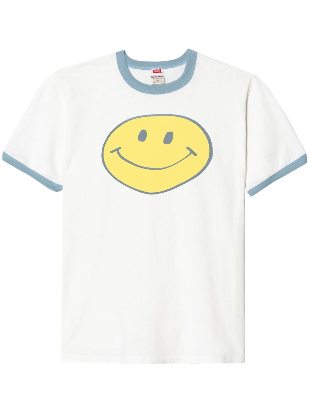 RE/DONE Ringer Smiley-print cotton T-shirt - White von RE/DONE