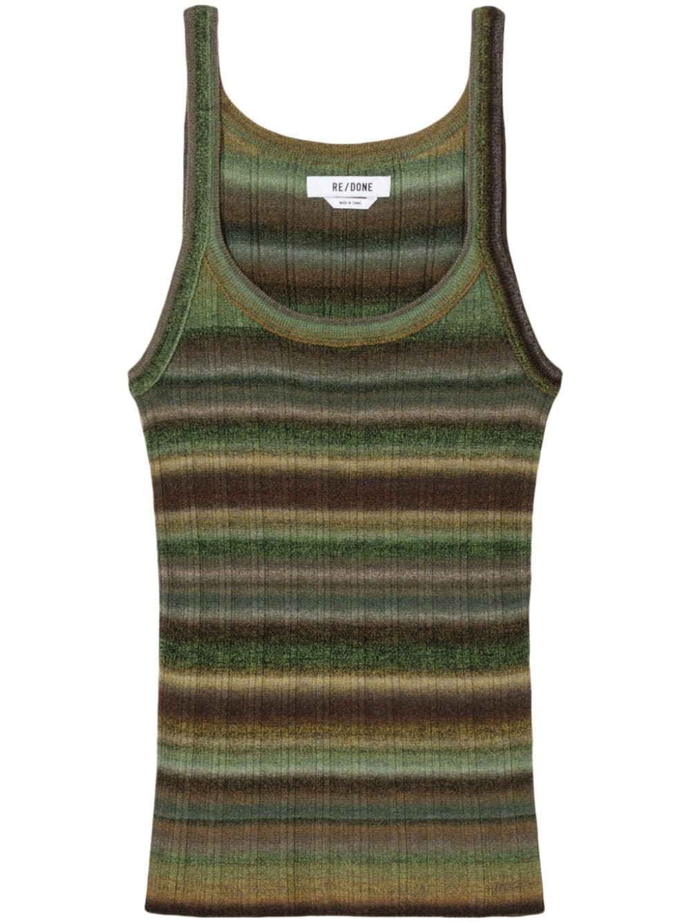 RE/DONE Space Dye ribbed wool top - Green von RE/DONE