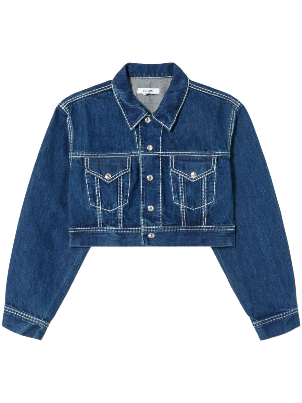 RE/DONE chunky stitch cropped denim jacket - Blue von RE/DONE