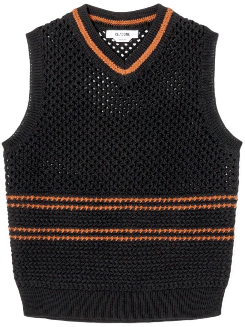 RE/DONE crocheted cotton vest - Black von RE/DONE