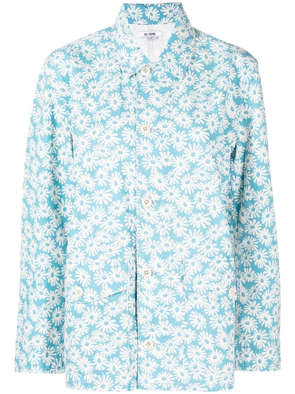 RE/DONE floral-print Canvas Chore jacket - Blue von RE/DONE