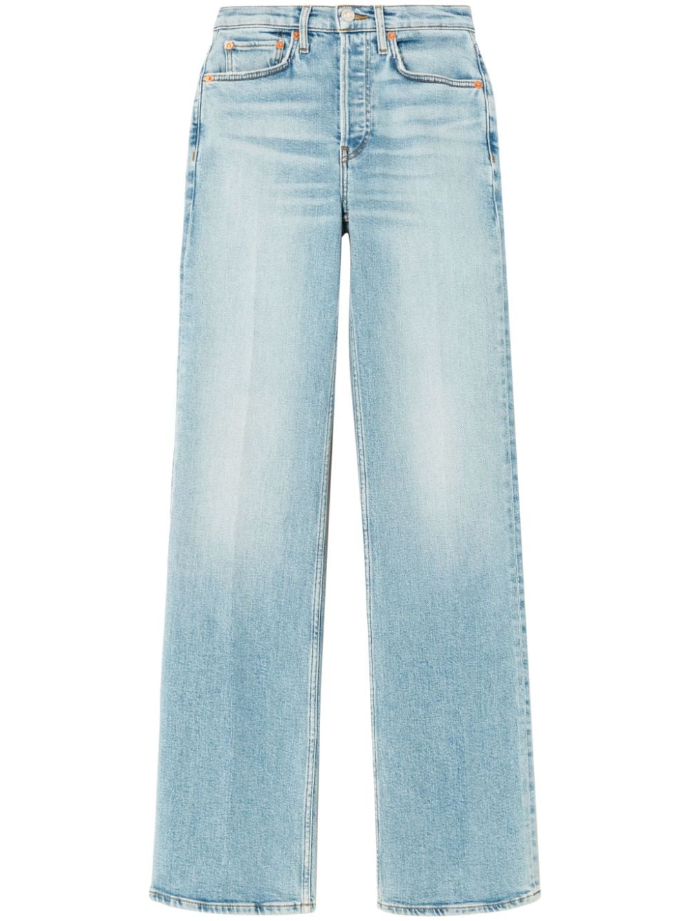 RE/DONE logo-patch straight-leg jeans - Blue von RE/DONE