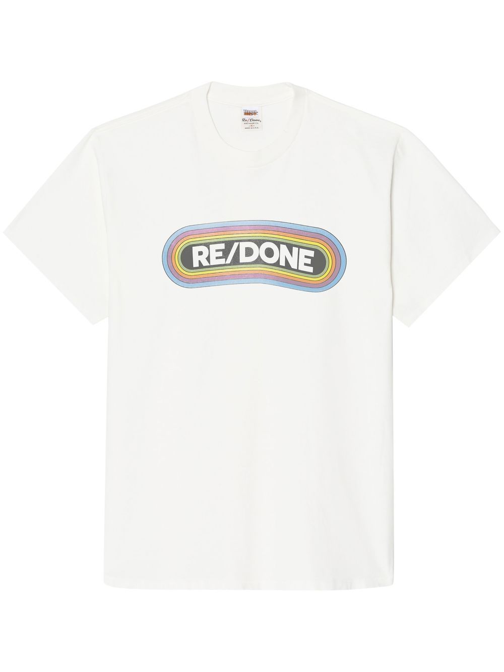 RE/DONE logo-print Rainbow T-shirt - White