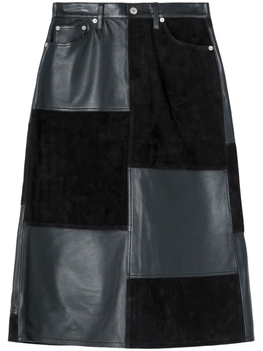 RE/DONE mid-rise leather patchwork skirt - Black von RE/DONE